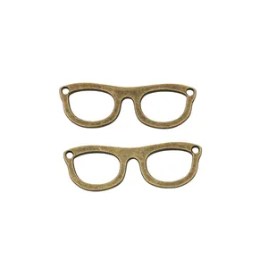Pair of retro zinc alloy antique bronze glasses shaped charms for DIY jewelry making crafts