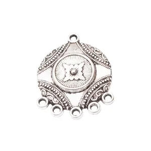 Anhänger-Verbinder aus Zinklegierung im Retro-Stil mit fünf Ringen für DIY-Schmuckstücke