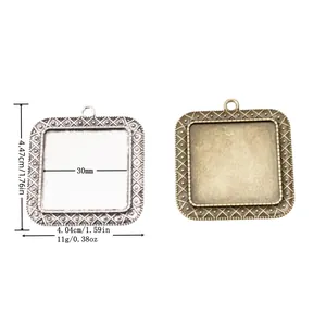 Base per Ciondolo Cabochon Quadrata in Lega Vintage per Creazione di Gioielli Fai-da-te Componenti per Artigianato