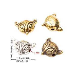 Retro Fuchskopfperlen aus Legierung für DIY-Schmuck Antik Bronze Silber Gold Galvanisierte Tier-Zwischenperlen Zubehör