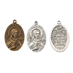 Ciondoli religiosi Santa Teresa in bronzo e argento per creazione di gioielli DIY