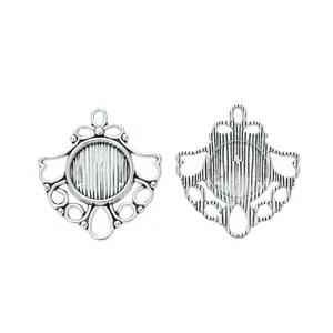 Retro 12mm runder Anhängersockel aus Zinklegierung für DIY-Schmuck in Altsilber