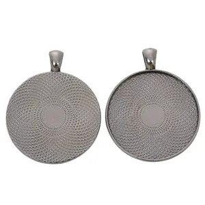 Gunmetal 35mm round pendant tray base for DIY jewelry making with textured back
