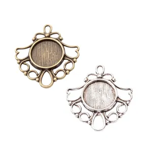 Vintage 12mm Zinklegierung Rundfassungen für DIY Schmuck mit verzierten Filigranrändern