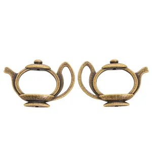 Vintage bronze tea kettle pendants made of zinc alloy for DIY jewelry and decor