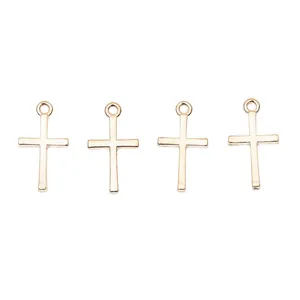 Set van vier glanzende gouden kruishangers van legering voor DIY-sieraden