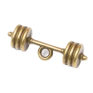 Colgante de mancuerna en bronce retro para creación de joyas de bricolaje deportivas