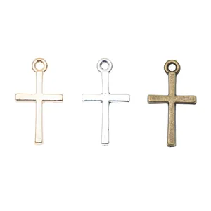 Drie kleuren vintage legering kruishangers voor DIY-sieraden in roségoud, zilver en brons