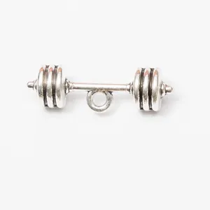 Colgante de mancuerna vintage en aleación de plata para creación de joyas DIY retro