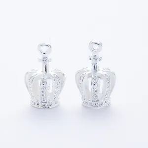 Silver hollow 3D crown charms for DIY jewelry making pendants for necklaces or earrings