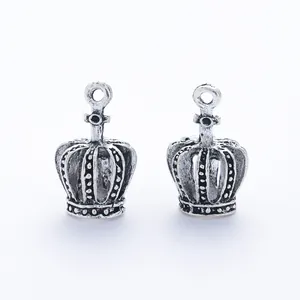 Vintage silver hollow crown charms in retro alloy for DIY jewelry necklace and bracelets