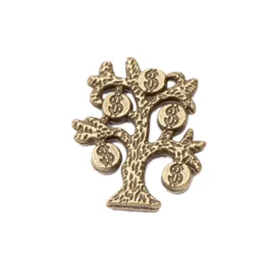 Vintage bronze alloy money tree charm with dollar sign coins for DIY jewelry making