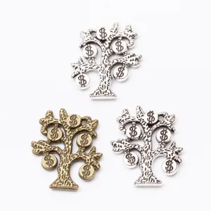 Vintage money tree alloy pendants in antique bronze and silver for DIY jewelry crafts