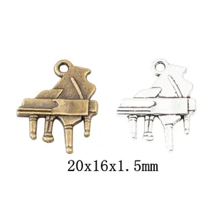 Vintage Alloy Musical Piano Charms For DIY Jewelry Making Antique Bronze Silver Musical Instrument Pendant Findings For Crafts