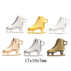 Colgantes de Patines de Hielo de Aleación de Zinc Vintage para Fabricación de Joyas de Bricolaje Accesorios Charms de Zapatos de Patinaje en Oro Plata Bronce Antiguo