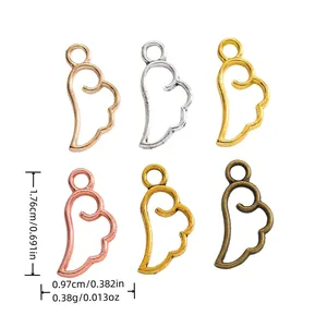 Vintage Alloy Angel Wing Charms For DIY Jewelry Making Antique Bronze Silver Gold Metal Hollow Out Wing Pendants Accessories