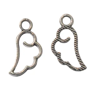 Antique silver angel wing metal charms for DIY jewelry making and craft accessories