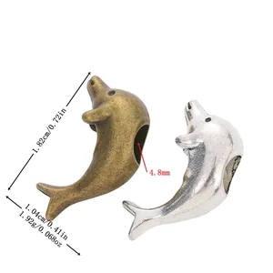Vintage Delfin Legierung Großloch Distanzperlen Antik Bronze Silber Plattiert Tier Anhänger Für DIY Armband Schmuckherstellung