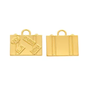 Pendentifs valise vintage en alliage doré avec étiquettes de voyage pour bijoux DIY