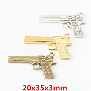 Retro Alloy Pistol Handgun Charms For DIY Jewelry Making Vintage Weapon Style Pendants For Necklace Keychain Accessory