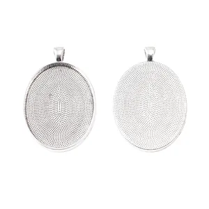 Silver 30x40mm oval vintage alloy bezel setting pendants for DIY jewelry making