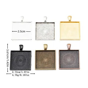 Base per Pendente Quadrata in Lega Vintage Con Motivo Mandala a Spirale per Creazione Gioielli Fai-da-te Accessori Collana
