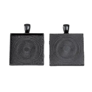 Due basi per cabochon quadrate nere da 25 mm in lega per creazione di gioielli fai da te