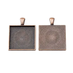 Base per ciondolo quadrata 25mm in lega vintage per gioielli fai da te rame antico