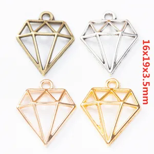 Pendentif en Alliage Forme de Diamant Creux Vintage Accessoire Fabrication Bijoux DIY pour Collier Bracelet Boucle d'Oreille