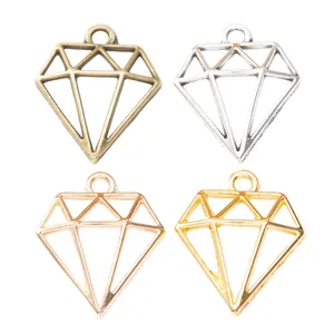 Pendentifs évidés en forme de losange en quatre couleurs métalliques vintage pour bijoux DIY