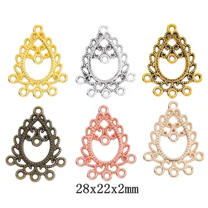 Vintage Alloy Hollow Teardrop Pendant Connector Jewelry Finding Accessory For DIY Earrings Necklace Making Chandelier Component
