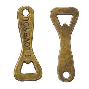 Antike Flaschenöffner-Anhänger aus Bronze mit I Love You Gravur für DIY-Schmuck