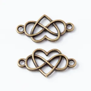 Connettori ciondoli cuore infinito in bronzo vintage per creazione gioielli fai-da-te