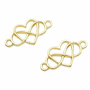 Connettori cuore infinito dorati per creazione gioielli fai-da-te e bracciali romantici