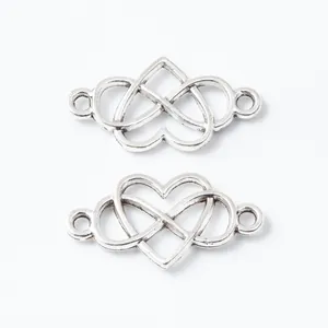 Connettori a cuore infinito in argento vintage per creazione gioielli fai da te
