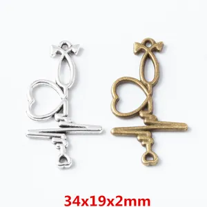 Vintage Alloy Stethoscope Heartbeat Heart Charms Medical Pendant For DIY Jewelry Making Necklace Antique Bronze Silver