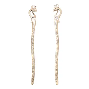 Épingles à cheveux en métal vintage avec tête de phénix et motifs de nuages sur fond blanc
