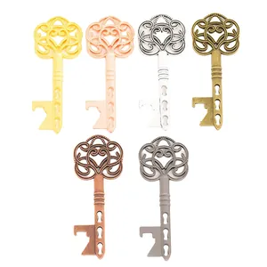Vintage alloy key bottle openers in six metallic finishes for wedding favors