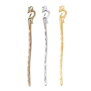 Set de marque-pages vintage en alliage avec design de phénix en bronze argent et or
