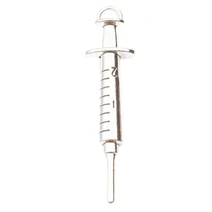 Antique silver alloy medical syringe pendant for creative DIY jewelry making projects