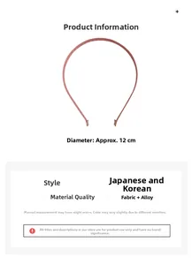 Détail d'un serre-tête rose rétro avec diamètre de 12cm en tissu et alliage durable
