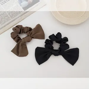 French Style Matte Satin Bow Scrunchie Oversized Elegant Hair Tie Elastic Hair Band For Women Daily Decorative Hair Accessories