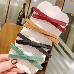 Korean Style Sweet Fabric Bowknot Hair Clip For Women Girls Ribbon Floral Pattern Side Barrettes Fresh Hair Accessories