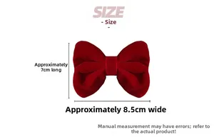 Größentabelle für Samt-Schleifen-Haarclip mit Maßen von 7 cm Länge und 8,5 cm Breite