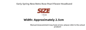 Size chart showing headband width of approximately 2.5cm with manual measurement notes