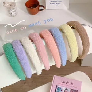Sweet Candy Colored Mesh Sponge Padded Headband For Women High Skull Top Hair Hoop Wrinkled Fabric Non-Slip Daily Headwear Accessories