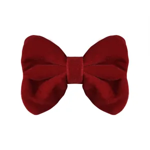 Eleganter weinroter Samt-Bogen-Haarclip mit Plüschtextur für Damen Vintage-Haarstyling