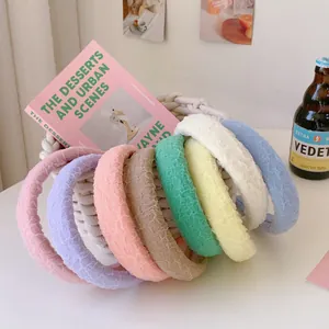 Set of colorful padded mesh headbands in pastel tones for high-volume hair styling
