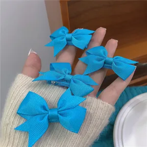Pince à Cheveux Nœud Ruban Gros-Grain Bleu Ciel Épingle Nœud Double Couche Faite Main Accessoires de Cheveux pour Femmes