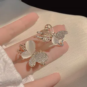 Elegant Butterfly Hair Claw Clip Alloy Rhinestone Cat Eye Stone Hair Accessories For Women Girls Sweet Korean Style Hairpin